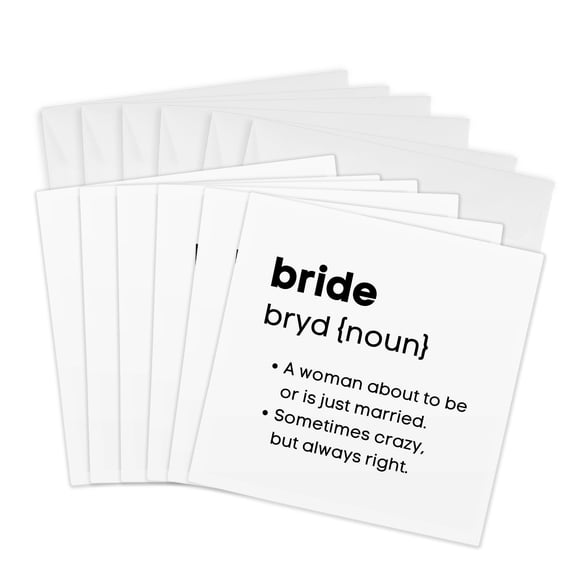 3drose, Bride Definition Wedding Gift Honeymoon and Bridal Shower Gift, 6 Greeting Cards with Envelopes