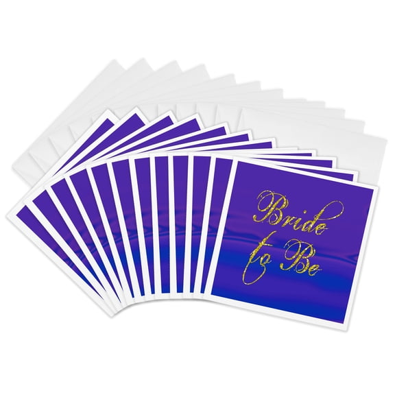 3drose, Bride to Be, Fancy Sparkly Font, Blue Tone Background 3dramm, 12 Greeting Cards with Envelopes