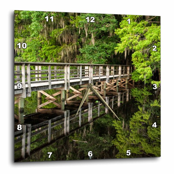 3drose, Bridge with Reflection over Suwanee River, 15x15 Wall Clock