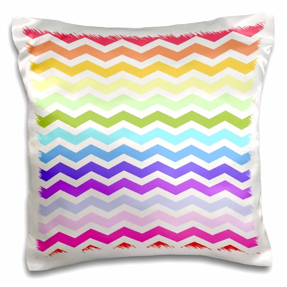 3drose, Bright Colorful Rainbow Chevron Zig Zag Stripes Aka Multicolored, 16x16 inch Pillow Case