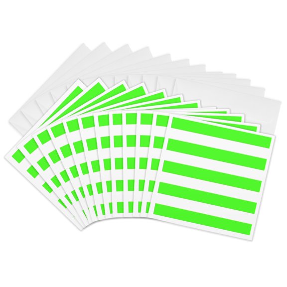 3drose, Bright Neon Green and White Stripes Pattern - Horizontal Striped Summery Stripy Stripey, 12 Greeting Cards with Envelopes