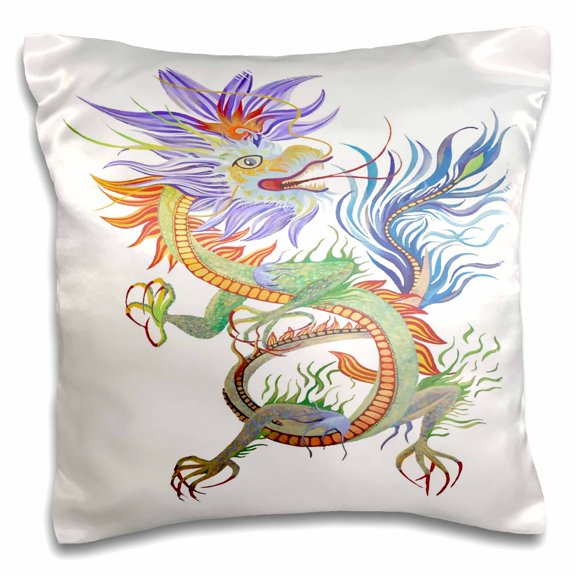 3drose, Bright and Vivid Chinese Fire Dragon Vector, 16x16 inch Pillow Case
