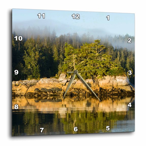 3drose, British Columbia, Canada. Rocks Reflect in the Water., 15x15 Wall Clock