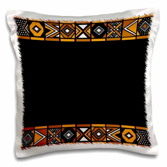 3drose, Brown and Black African Pattern - Art of Africa Inspired by Zulu Beadwork Geometric Designs, 16x16 inch Pillow Case
