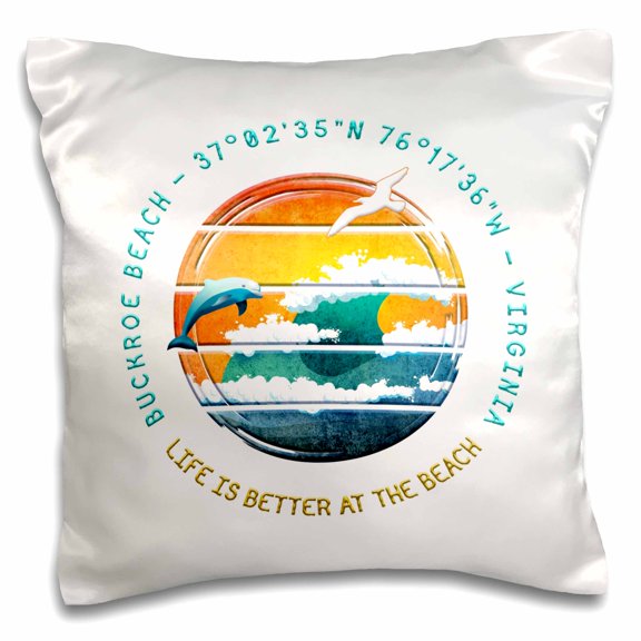 3drose, Buckroe Beach, Hampton, Virginia Summer Travel Gifts for Family, 16x16 inch Pillow Case
