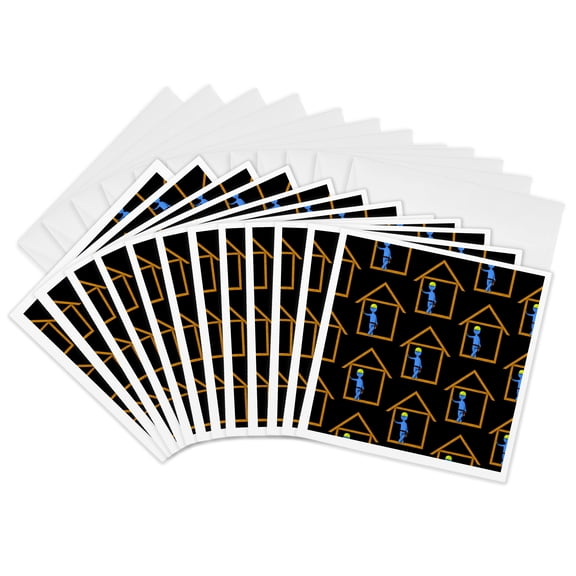 3drose, Builders, Wood Workers, and Construction People Cute Design., 12 Greeting Cards with Envelopes