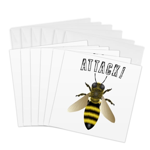 3drose, Bumble Bee Attack, 6 Greeting Cards with Envelopes