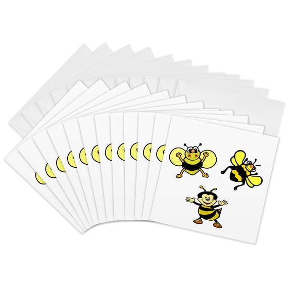 3drose, Bumble Bee Party, 12 Greeting Cards with Envelopes