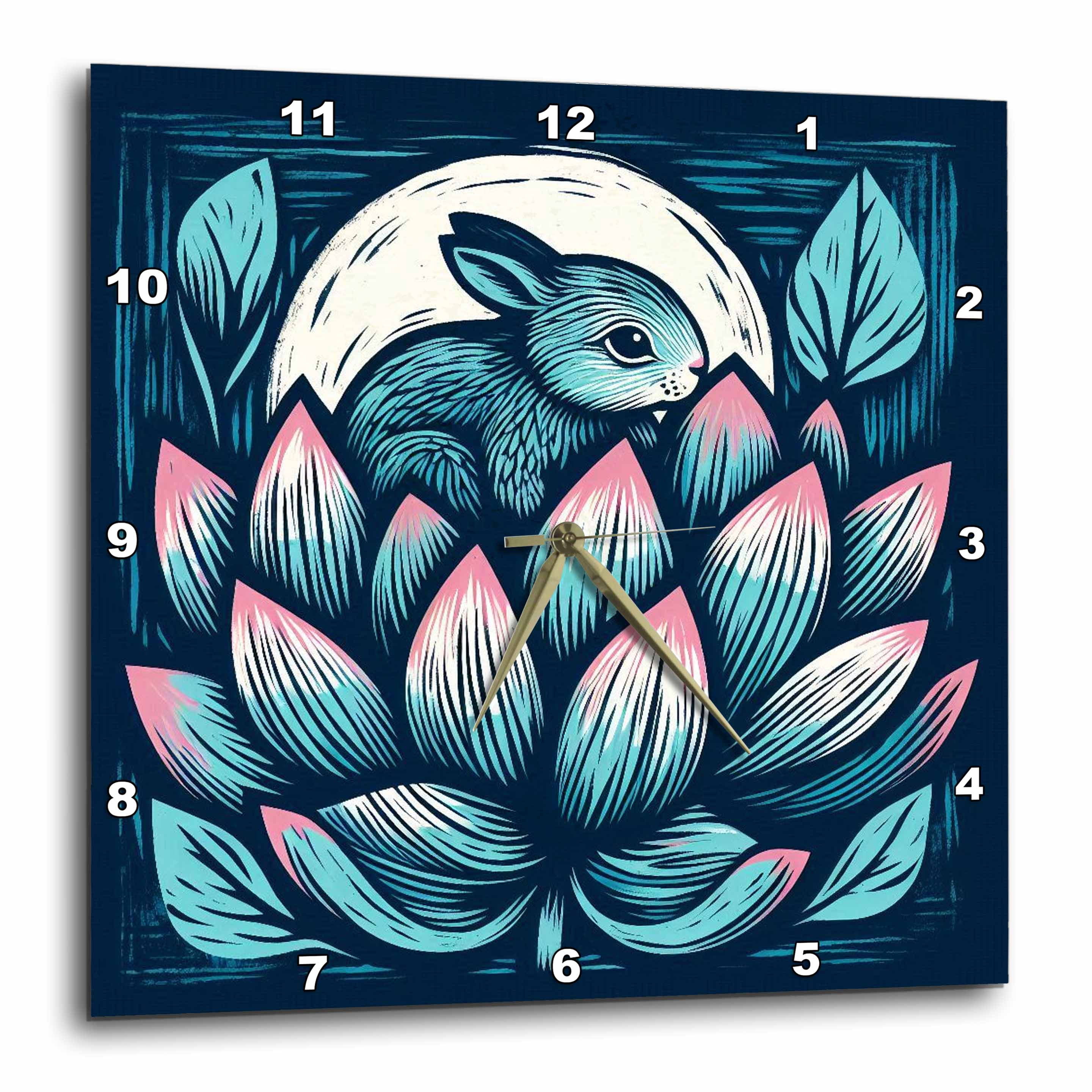 3drose, Bunny in the Flower, 15x15 Wall Clock - Walmart.com