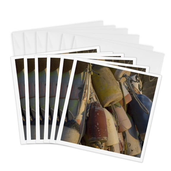 3drose, Buoys, Legoe Bay Fishing Shack, Lummi Island, Wa - Us48 Rsc0126 - Roddy Scheer, 6 Greeting Cards with Envelopes