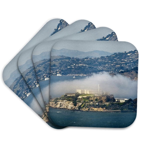 3drose, California, San Francisco. Alcatraz Island - Us05 Mde0215 - Michael Defreitas, Set of 4 Coasters - Soft
