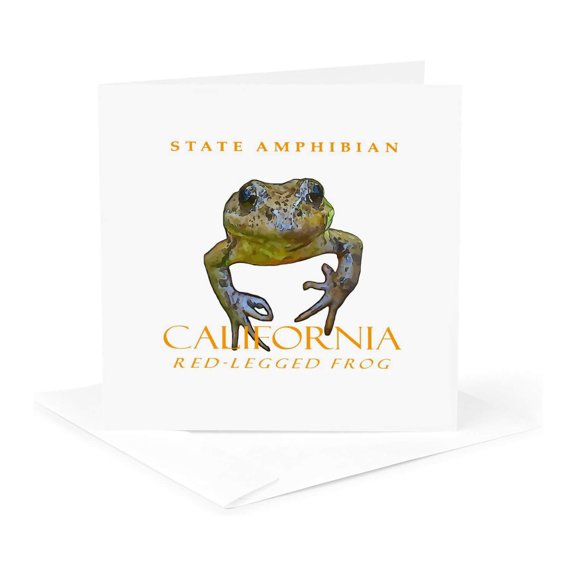 3drose, California Territory Amphibian Red-legged Frog, 1 Greeting Card with Envelope