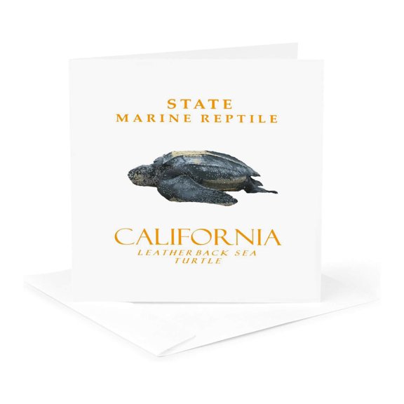 3drose, California Territory Marine Reptile Leatherback Sea Turtle, 1 Greeting Card with Envelope