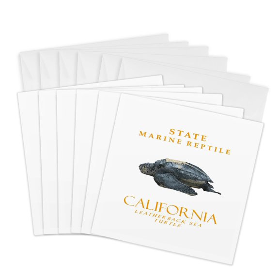 3drose, California Territory Marine Reptile Leatherback Sea Turtle, 6 Greeting Cards with Envelopes
