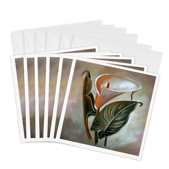 3drose, Calla Lily Beautiful Botanical Art, 6 Greeting Cards with Envelopes