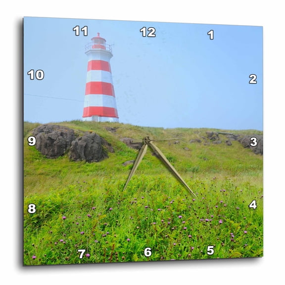 3drose, Canada, Nova Scotia, Brier Island. Brier Island Lighthouse., 10x10 Wall Clock