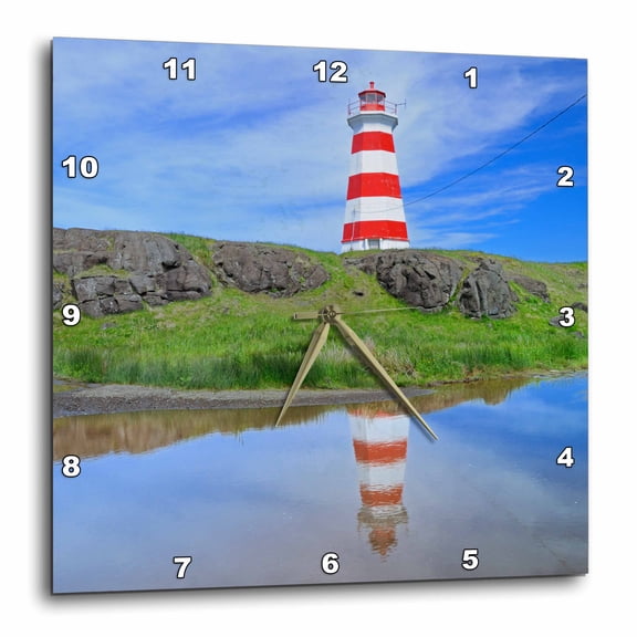 3drose, Canada, Nova Scotia, Brier Island. Brier Island Lighthouse., 15x15 Wall Clock