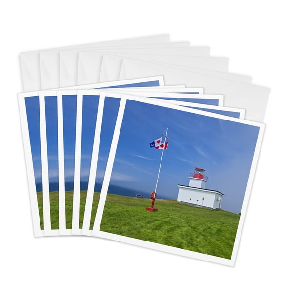 3drose, Canada, Nova Scotia, Brier Island. Grand Passage Lighthouse., 6 Greeting Cards with Envelopes