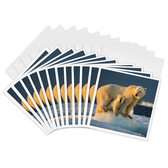 3drose, Canada, Nunavut Territory, Repulse Bay, Polar Bear Cub Beneath Mother., 12 Greeting Cards with Envelopes