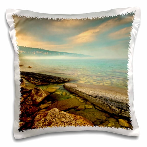 3drose, Canada, Ontario, Georgian Bay. Limestone Rock. Bruce Peninsula., 16x16 inch Pillow Case
