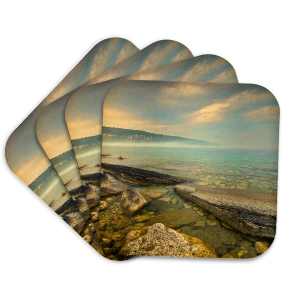 3drose, Canada, Ontario, Georgian Bay. Limestone Rock. Bruce Peninsula., Set of 4 Coasters - Soft