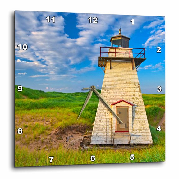 3drose, Canada, Pei. St. Peters Harbour Lighthouse., 15x15 Wall Clock