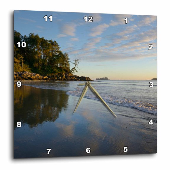 3drose, Canada, Vancouver Island. Surf and Sand at Tonquin Beach, 15x15 Wall Clock