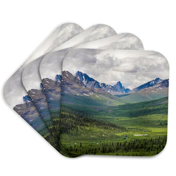 3drose, Canada, Yukon Territory. Tombstone Range and North Klondike River., Set of 4 Coasters - Soft