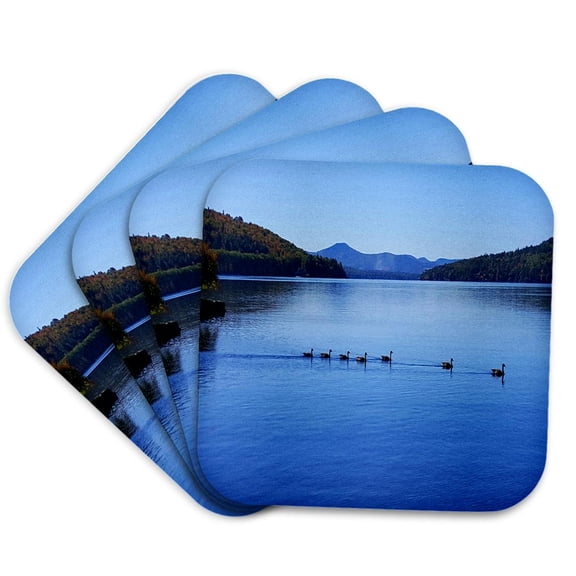 3drose, Canadian Geese Mountain Lake, Set of 4 Coasters - Soft