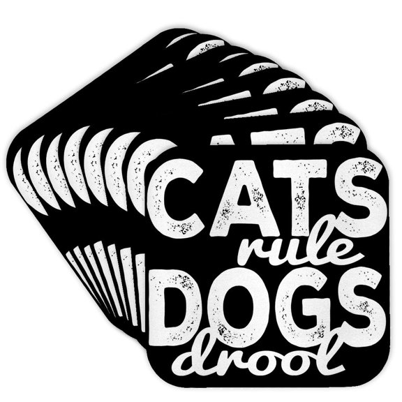 3drose, Cats Rule Dogs Drool, Set of 8 Coasters - Cork