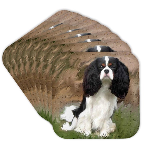 3drose, Cavalier Spaniel, Set of 8 Coasters - Cork