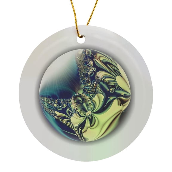 3drose, Celestial Light Space Planet Fractal Art, Circle Porcelain Ornament