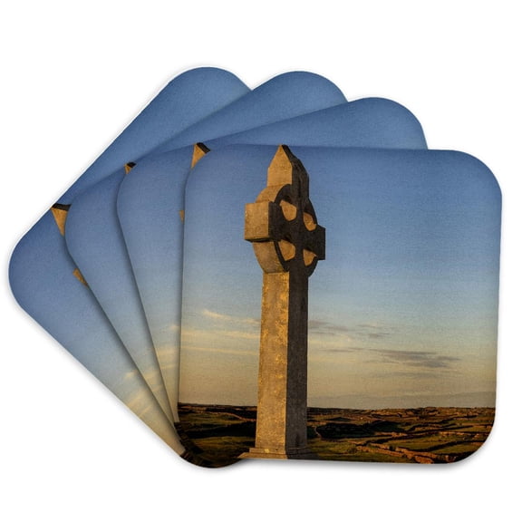 3drose, Celtic Cross, Inishmore Island, Aran Islands, Ireland - Eu15 Tno0022 - Tom Norring, Set of 4 Coasters - Soft