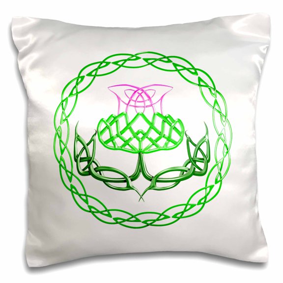 3drose, Celtic Knot Design of Scottish Thistle, Flower of Scotland., 16x16 inch Pillow Case
