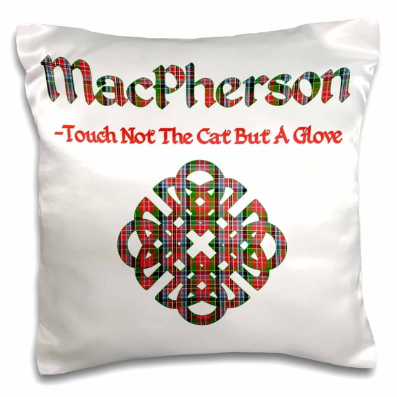 3drose, Celtic Knot in the Tartan Colors for Macpherson Clan and Family Motto, 16x16 inch Pillow Case