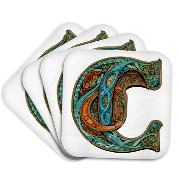 3drose, Celtic Monogram C, Set of 4 Coasters - Soft