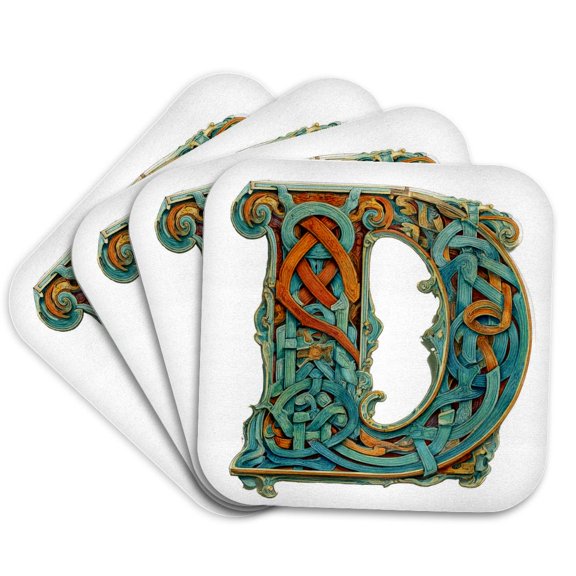 3drose, Celtic Monogram D, Set of 4 Coasters - Soft