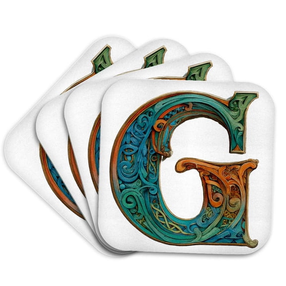 3drose, Celtic Monogram G, Set of 4 Coasters - Soft