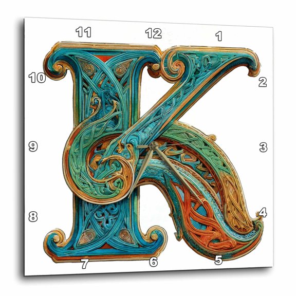 3drose, Celtic Monogram K, 15x15 Wall Clock