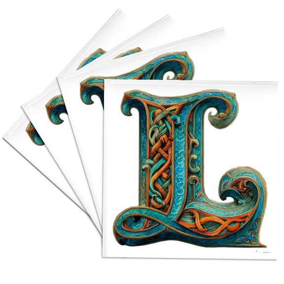 3drose, Celtic Monogram L, Set of 4 Ceramic Tile Coasters