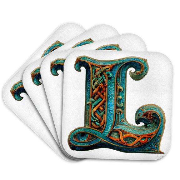 3drose, Celtic Monogram L, Set of 4 Coasters - Soft