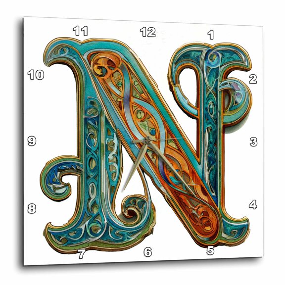 3drose, Celtic Monogram N, 15x15 Wall Clock