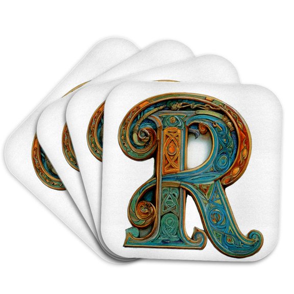 3drose, Celtic Monogram R, Set of 4 Coasters - Soft
