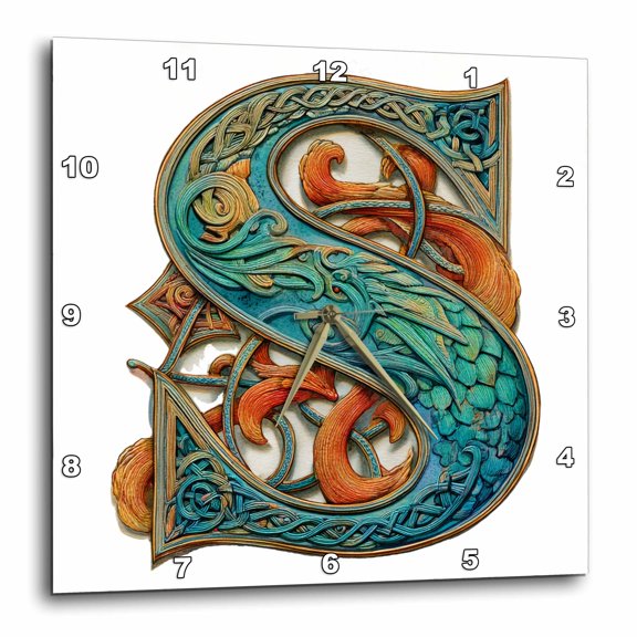 3drose, Celtic Monogram S, 10x10 Wall Clock