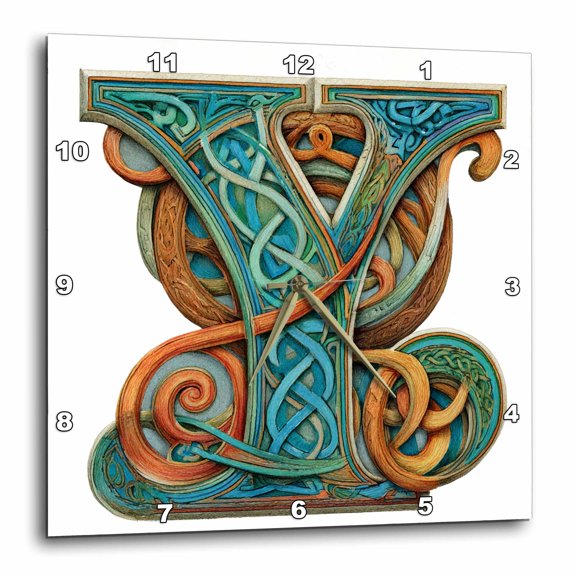 3drose, Celtic Monogram Y, 10x10 Wall Clock