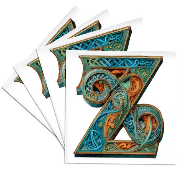 3drose, Celtic Monogram Z, Set of 4 Ceramic Tile Coasters