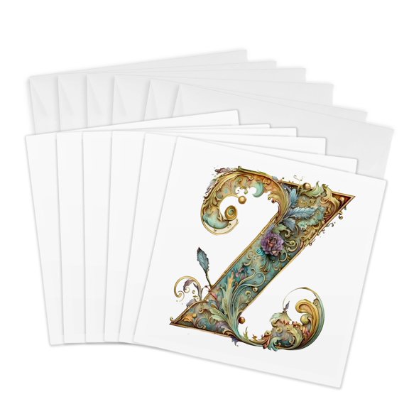 3drose, Celtic Ornamental Monogram Z, 6 Greeting Cards with Envelopes
