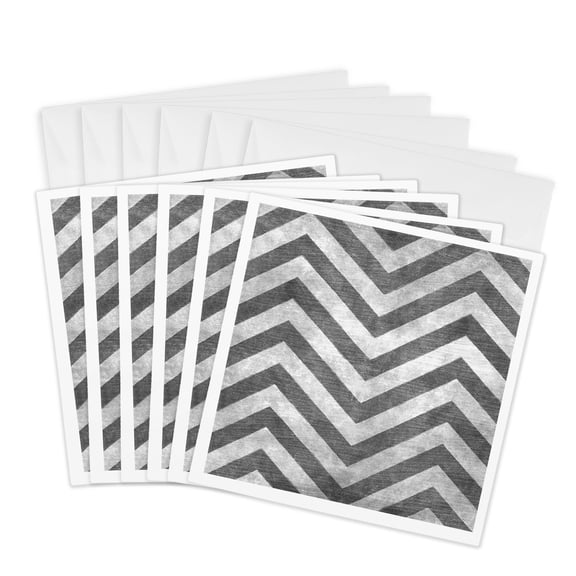 3drose, Chalkboard Chevron Stripes Pattern, 6 Greeting Cards with Envelopes