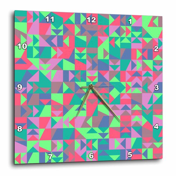 3drose, Chaotic Random Colorful Abstract Mosaic Pattern Background, 15x15 Wall Clock