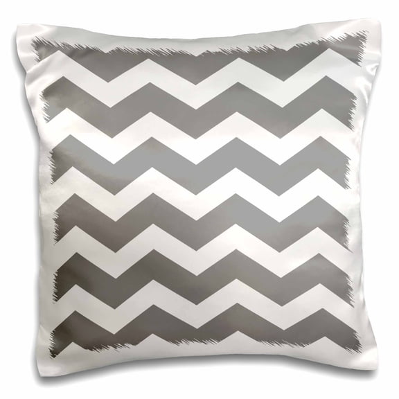 3drose, Charcoal Grey and White Zig Zag Chevron. Dark Gray Zigzag Pattern, 16x16 inch Pillow Case